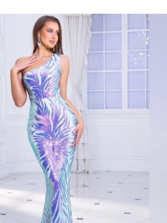 Giffniseti Dresses & Skirts - Women’s XL, Giffinsetti, Aqua & purple Iridescent Sequin Prom Dress